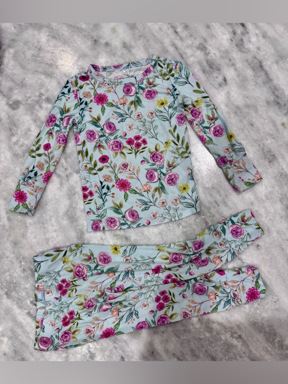 Posh Peanut Floral Long Sleeve Pajama Set - Pink, Green, Yellow